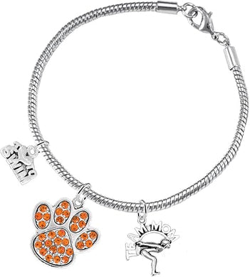 Swimming 3 Charm Orange Crystal Paw Bracelet Hypoallergenic, Safe-Nickel, Lead & Cadmium Free!
