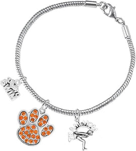 Swimming 3 Charm Orange Crystal Paw Bracelet Hypoallergenic, Safe-Nickel, Lead & Cadmium Free!