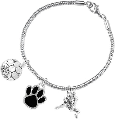 The, Soccer Jewelry Black Paw Hypoallergenic Adjustable, Safe-Nickel, Lead Free