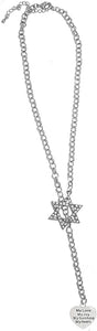 Jewish My Love, My Joy, My Sunshine, My Heart, On A Heart, Through A Crystal Star Of David, Necklace Hypoallergenic, Safe-Nickel, Lead, And Cadmium Free