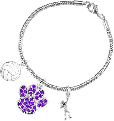 Purple Crystal Paw Volleyball, Adjustable, Safe-Hypoallergenic, Nickel, Lead Free