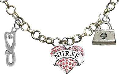 Nurse, RN, Adjustable Charm Necklace, Hypoallergenic, Safe-Nickel, Lead, Free
