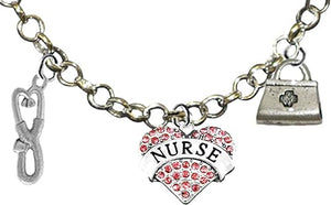 Nurse, RN, Adjustable Charm Necklace, Hypoallergenic, Safe-Nickel, Lead, Free