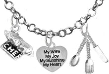 Cooking Jewelry, My Mom, My Joy, My Sunshine, My Heart, Chef Hat, Silverware, Adjustable Necklace, Hypoallergenic, Safe-Nickel, Lead, Cadmium Free