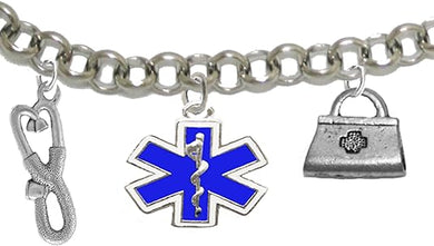 EMT, Paramedic, Adjustable Charm Bracelet, Hypoallergenic, Safe-Nickel, Lead, Free