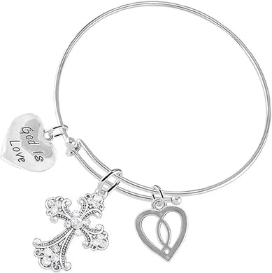 Christian 3 Charm Adjustable Bracelet Hypoallergenic, Safe-Nickel, Lead, Free
