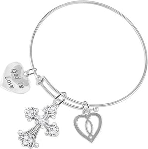 Christian 3 Charm Adjustable Bracelet Hypoallergenic, Safe-Nickel, Lead, Free