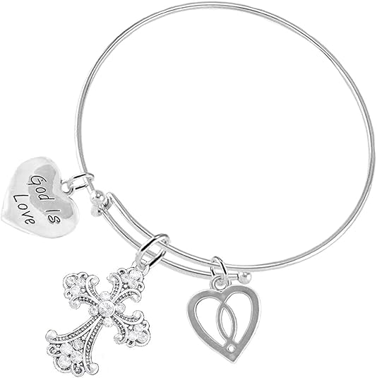 Christian 3 Charm Adjustable Bracelet Hypoallergenic, Safe-Nickel, Lead, Free