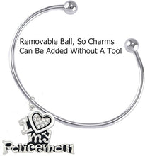 Policeman's, I Love My Policeman, Add-A-Charm Bracelet Without Tools, Hypoallergenic, Safe-Nickel, Lead, Free