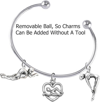 I Love Swimming 3 Charm Adjustable Bracelet, Hypoallergenic, Safe-Nickel Free, No Poisonous Lead Or Cadmium