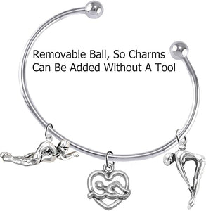 I Love Swimming 3 Charm Adjustable Bracelet, Hypoallergenic, Safe-Nickel Free, No Poisonous Lead Or Cadmium