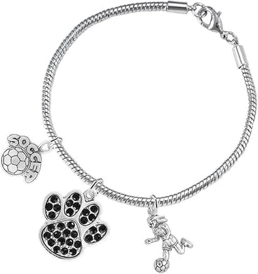 The, Soccer Jewelry Black Crystal Paw Hypoallergenic Adjustable, Safe-Nickel, Lead Free