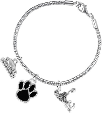 Black Paw Cheer 3 Charm Bracelet Safe-Hypoallergenic, Nickel, Lead and Cadmium Free