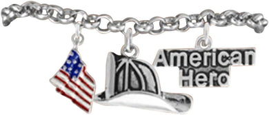 Firefighter's American Hero Adjustable Bracelet, Safe-Nickel, Lead & Cadmium Free!