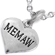 Memaw Heart Charm Necklace Hypoallergenic, Adjustable, Safe, Nickel, Lead & Cadmium Free!