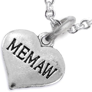 Memaw Heart Charm Necklace Hypoallergenic, Adjustable, Safe, Nickel, Lead & Cadmium Free!