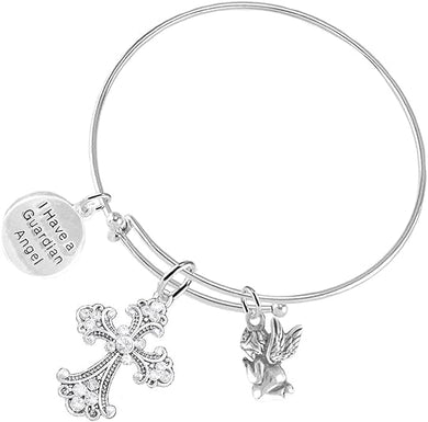 Christian 3 Charm Adjustable Bracelet Hypoallergenic, Safe-Nickel, Lead, Free