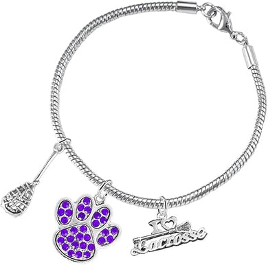 Lacrosse Jewelry, Purple Crystal Paw Jewelry, Hypoallergenic Safe-Nickel, Lead and Cadmium Free!