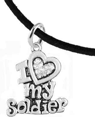 Army, I Love My Soldier, Adjustable Suede Bracelet Hypoallergenic, Safe-Nickel, Lead, Cadmium Free
