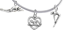 I Love Swimming 3 Charm Adjustable Bracelet, Hypoallergenic, Safe-Nickel Free, No Poisonous Lead Or Cadmium