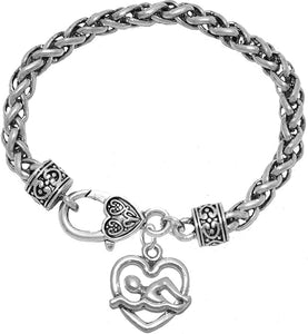 I Love Swimming Bracelet, Hypoallergenic, Safe-Nickel Free, No Poisonous Lead Or Cadmium