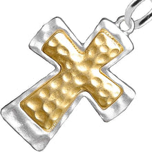 Two Tone Matt Gold and Silver Christian Cross Post Earrings Hypoallergenic, Safe-Nickel, Lead, And Cadmium Free