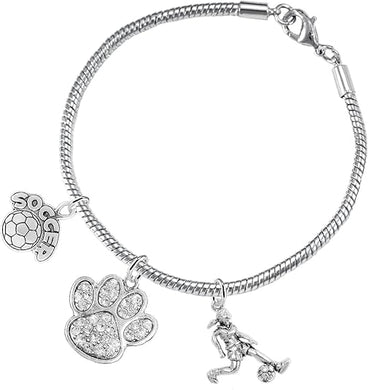 The, Soccer Jewelry Crystal Paw Hypoallergenic Adjustable, Safe-Nickel, Lead Free