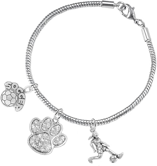 The, Soccer Jewelry Crystal Paw Hypoallergenic Adjustable, Safe-Nickel, Lead Free