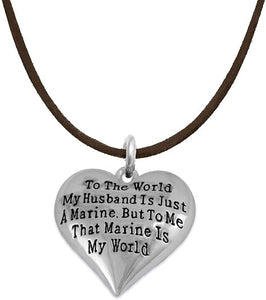 Marine Wife, My Husband is My World, Necklace, Hypoallergenic, Safe- Nickel, Lead and Cadmium Free