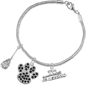 Lacrosse Jewelry, Black Crystal Paw Jewelry, Hypoallergenic Safe-Nickel, Lead and Cadmium Free!