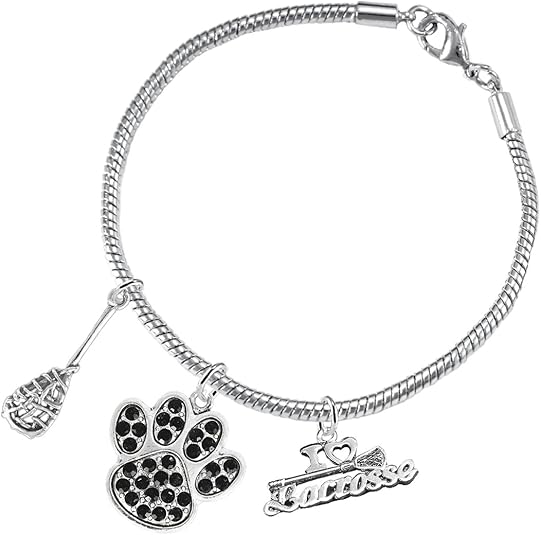 Lacrosse Jewelry, Black Crystal Paw Jewelry, Hypoallergenic Safe-Nickel, Lead and Cadmium Free!