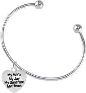 Message Jewelry, My Wife, My Joy, My Sunshine, My Heart, Adjustable Bracelet, Hypoallergenic, Safe-Nickel, Lead, Free