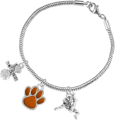 The, Soccer Jewelry Orange Paw Hypoallergenic Adjustable, Safe-Nickel, Lead Free