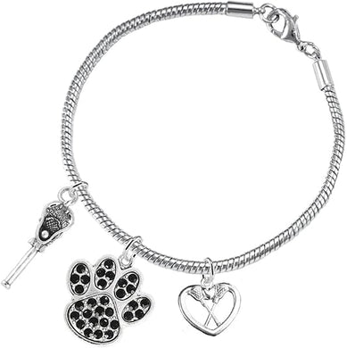 Lacrosse Jewelry, Black Crystal Paw Jewelry, Hypoallergenic Safe-Nickel, Lead and Cadmium Free!