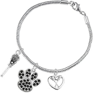 Lacrosse Jewelry, Black Crystal Paw Jewelry, Hypoallergenic Safe-Nickel, Lead and Cadmium Free!