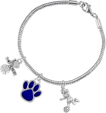 The, Soccer Jewelry Blue Paw Hypoallergenic Adjustable, Safe-Nickel, Lead Free
