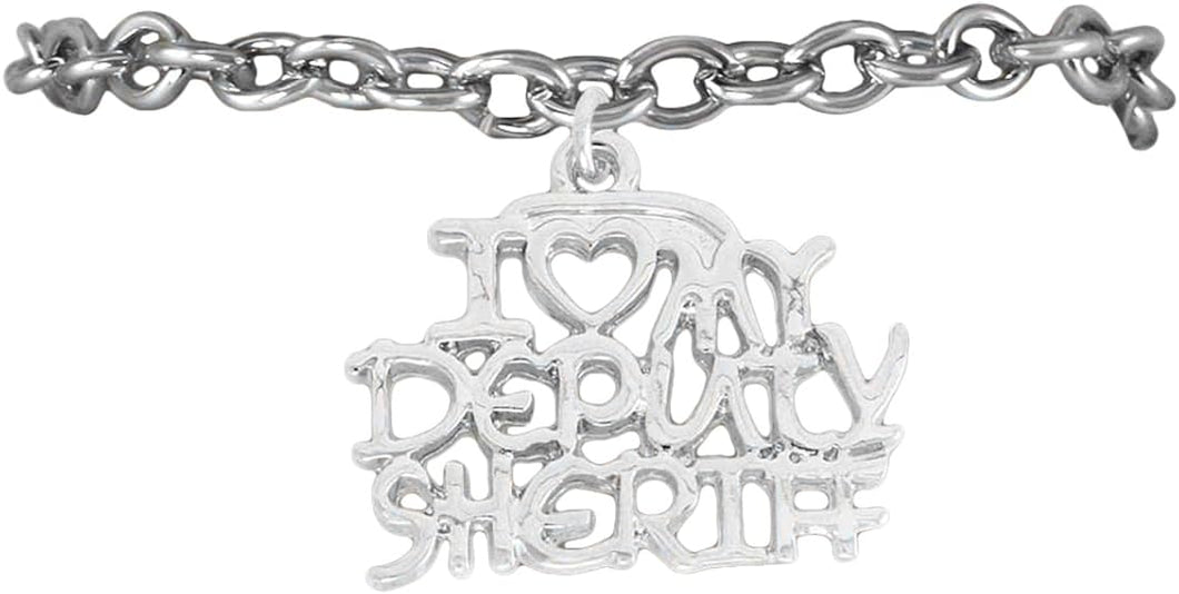 Deputy Sheriff I Love My Deputy Sheriff Hypoallergenic Adjustable Bracelet Nickle, Lead Free