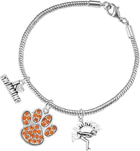 Swimming 3 Charm Orange Crystal Paw Bracelet Hypoallergenic, Safe-Nickel, Lead & Cadmium Free!