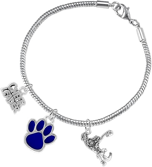Blue Paw Cheer 3 Charm Bracelet Safe-Hypoallergenic, Nickel, Lead and Cadmium Free