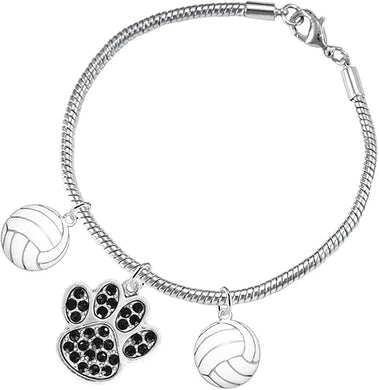 Black Crystal Paw Volleyball, Adjustable, Safe-Hypoallergenic, Nickel, Lead Free