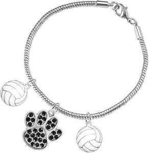 Black Crystal Paw Volleyball, Adjustable, Safe-Hypoallergenic, Nickel, Lead Free