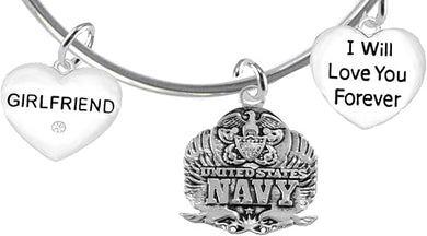 Girlfriend, I Will Love You Forever, Navy Hypoallergenic, Safe-Nickel Free, No Poisonous Lead Or Cadmium