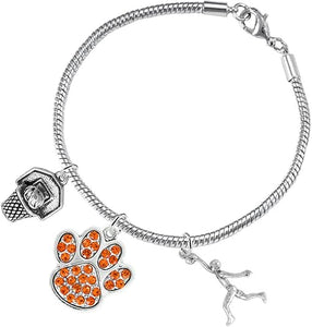 Orange Paw Crystal Basketball Jewelry, Adjustable, Safe-Hypoallergenic, Nickel, Lead Free