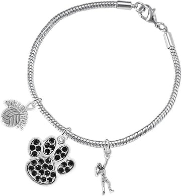 Black Crystal Paw Volleyball, Adjustable, Safe-Hypoallergenic, Nickel, Lead Free