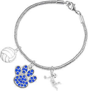 Blue Crystal Paw Volleyball, Adjustable, Safe-Hypoallergenic, Nickel, Lead and Cadmium Free