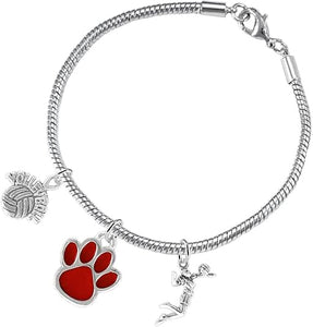 Red Paw Volleyball, Adjustable, Safe-Hypoallergenic, Nickel, Lead and Cadmium Free