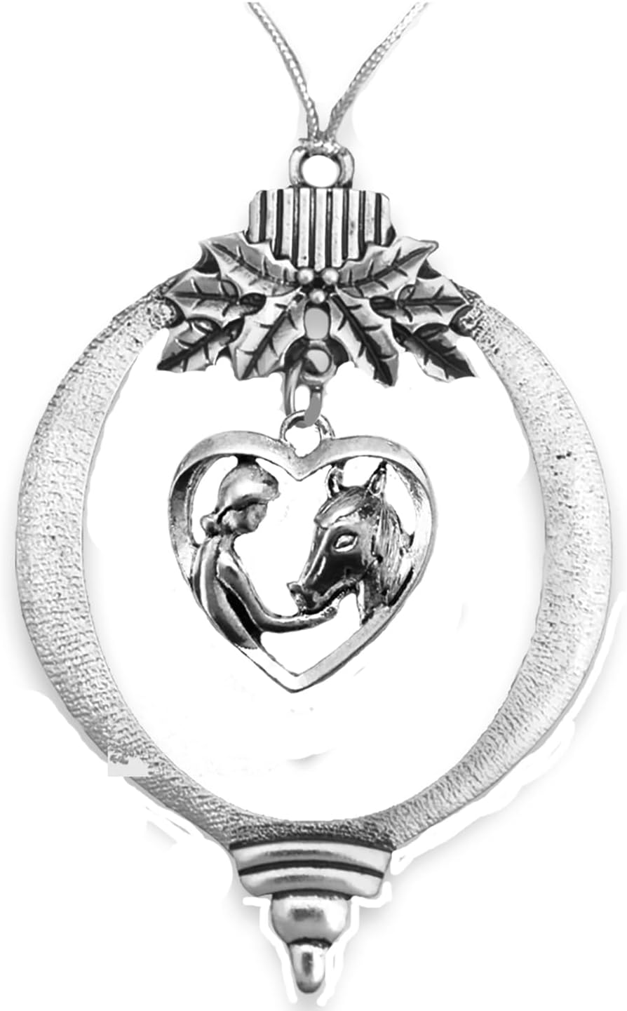 A Girl and Her Horse, I Love My Horse Christmas Ornament,Silvertone. Western Cowgirl Ornament. What A Wonderful Gift for Yourself, Or Someone Special. Made in The United States by U.S. Veterans