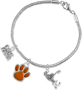 Orange Paw Cheer 3 Charm Bracelet Safe-Hypoallergenic, Nickel, Lead and Cadmium Free