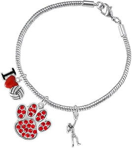 Red Crystal Paw Volleyball, Adjustable, Safe-Hypoallergenic, Nickel, Lead and Cadmium Free