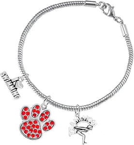 Swimming 3 Charm Red Crystal Paw Bracelet Hypoallergenic, Safe-Nickel, Lead & Cadmium Free!